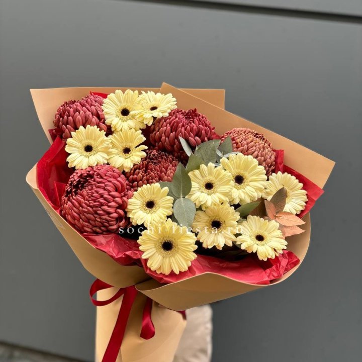 Букет гербер и хризантем Бигуди в Белгороде