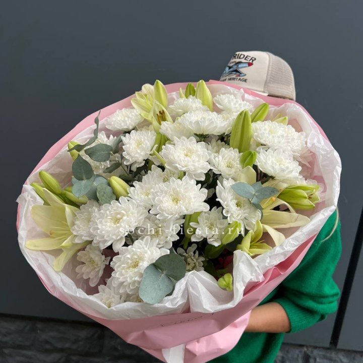  Букет  хризантемы и лилии в Белгороде