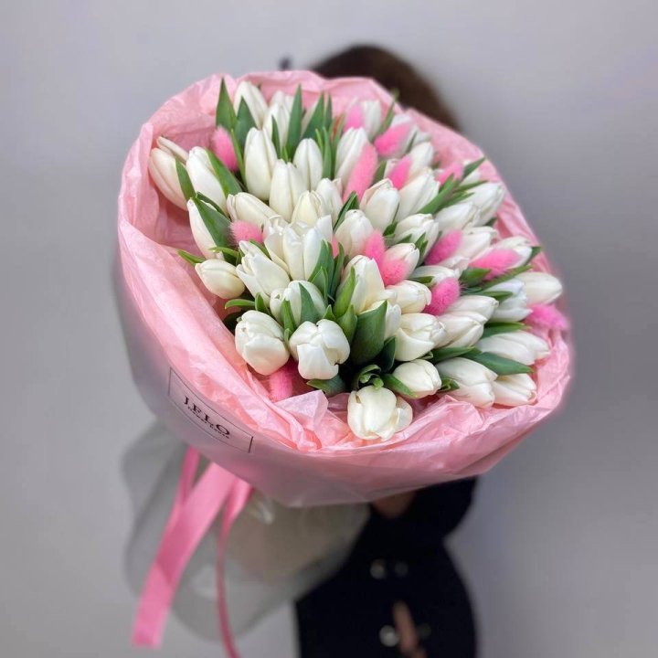 51 белый тюльпан "Рози" в Белгороде