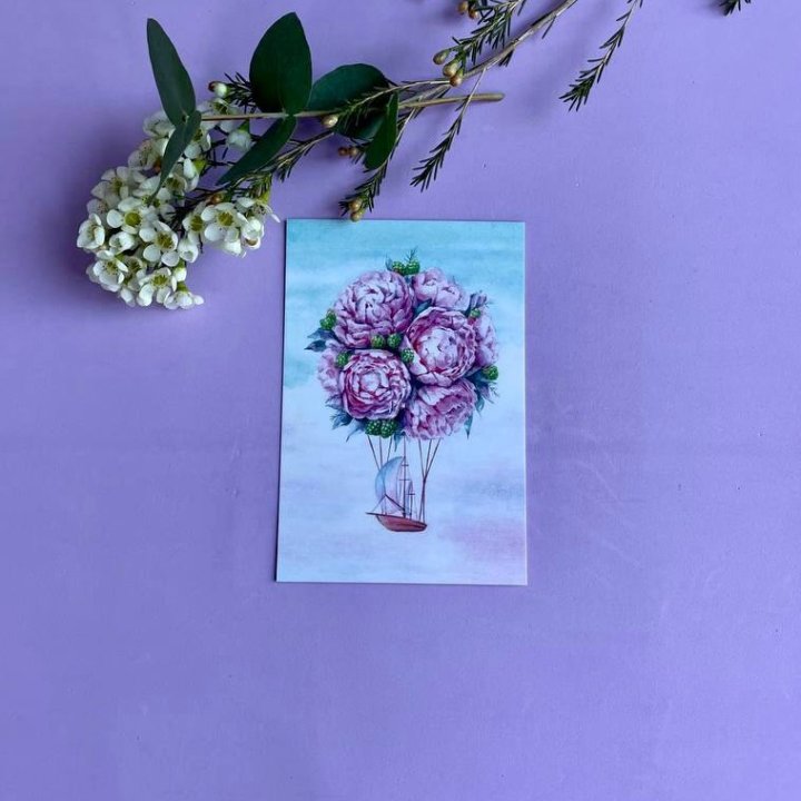 Открытка к букету "Пион" в Белгороде