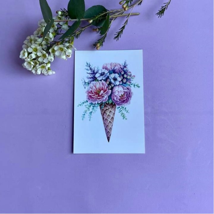 Открытка к букету "Цветочно-кремовый" в Белгороде