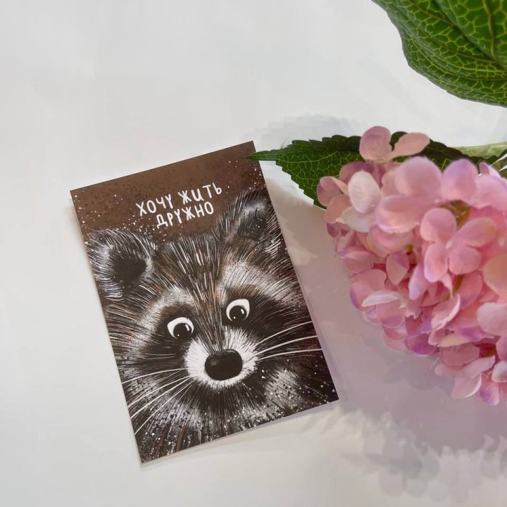 Открытка к букету "Енотик" в Белгороде