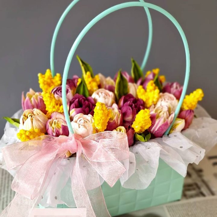 Тюльпаны в сумочке из зефира в Белгороде