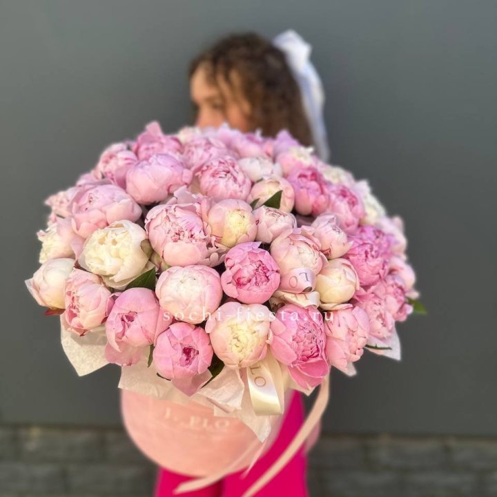 51 нежных пионов  в цилиндре в Белгороде