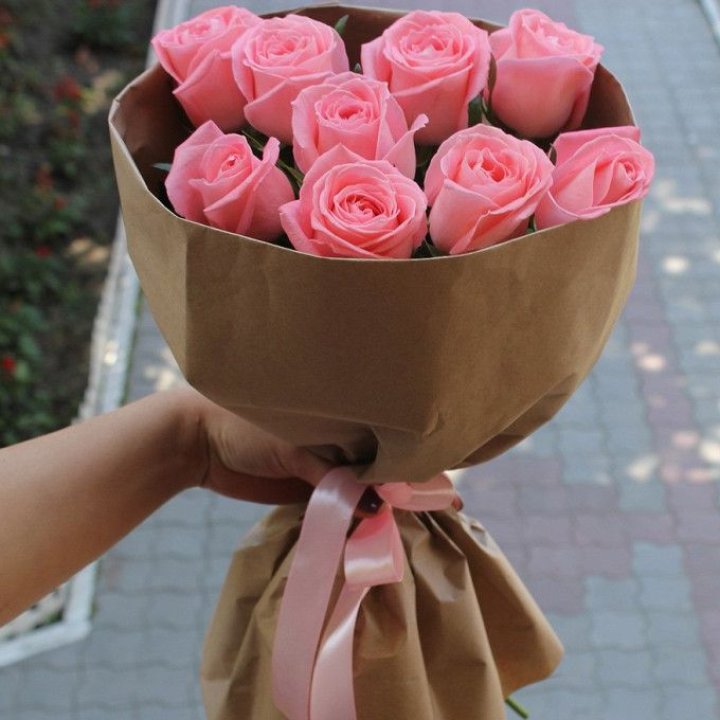 9 розовых роз в Белгороде