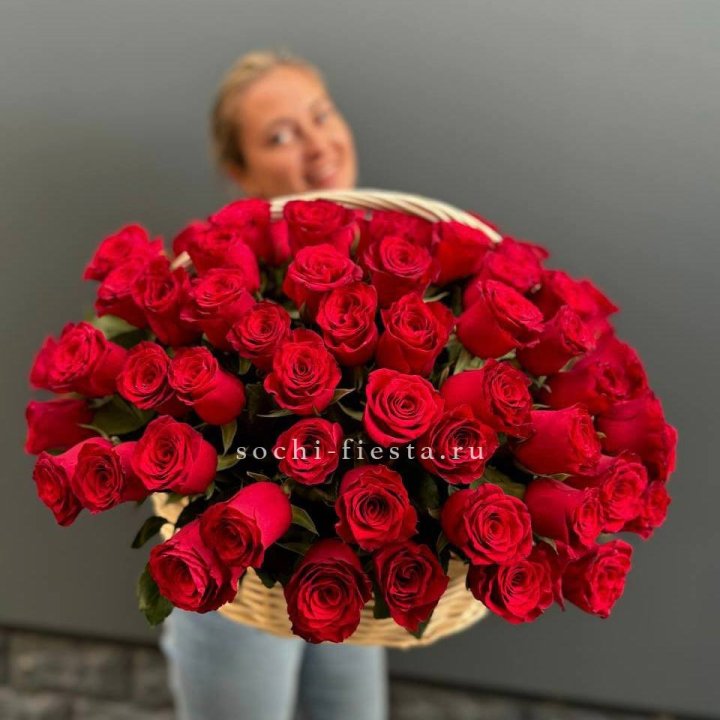 101 красная роза в корзине   в Белгороде