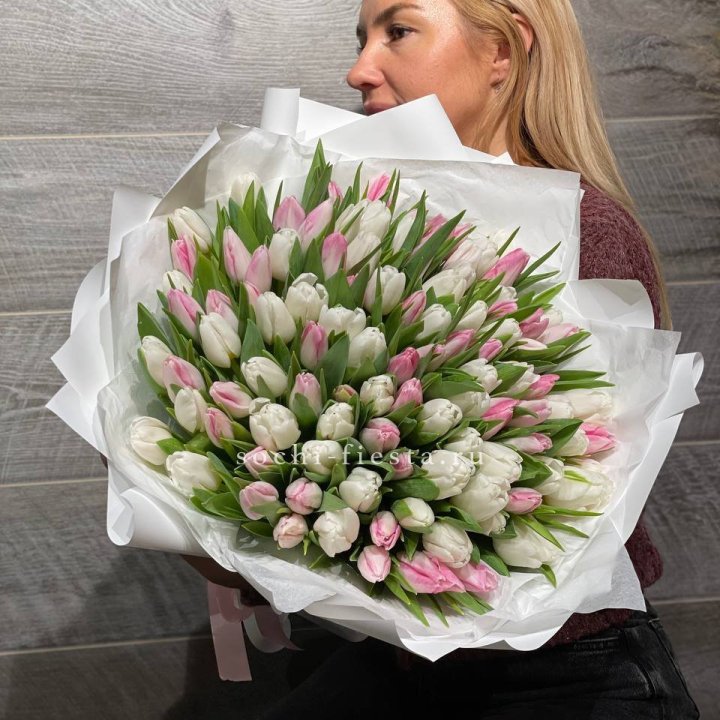 101 тюльпан нежный микс в Белгороде